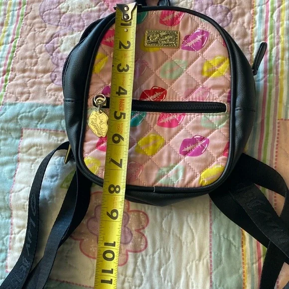 Betsey Johnson Black Mini Backpack with Pink Lip Print NWOT Betsey johnson pink/black backpack - Gem main image 2